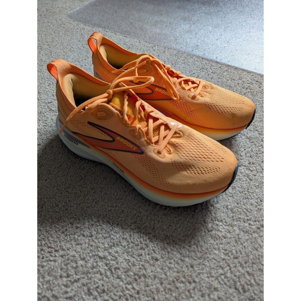 Size 10 Men's Brooks Glycerin 22, Orange/Nightlife/White sneaker shoe